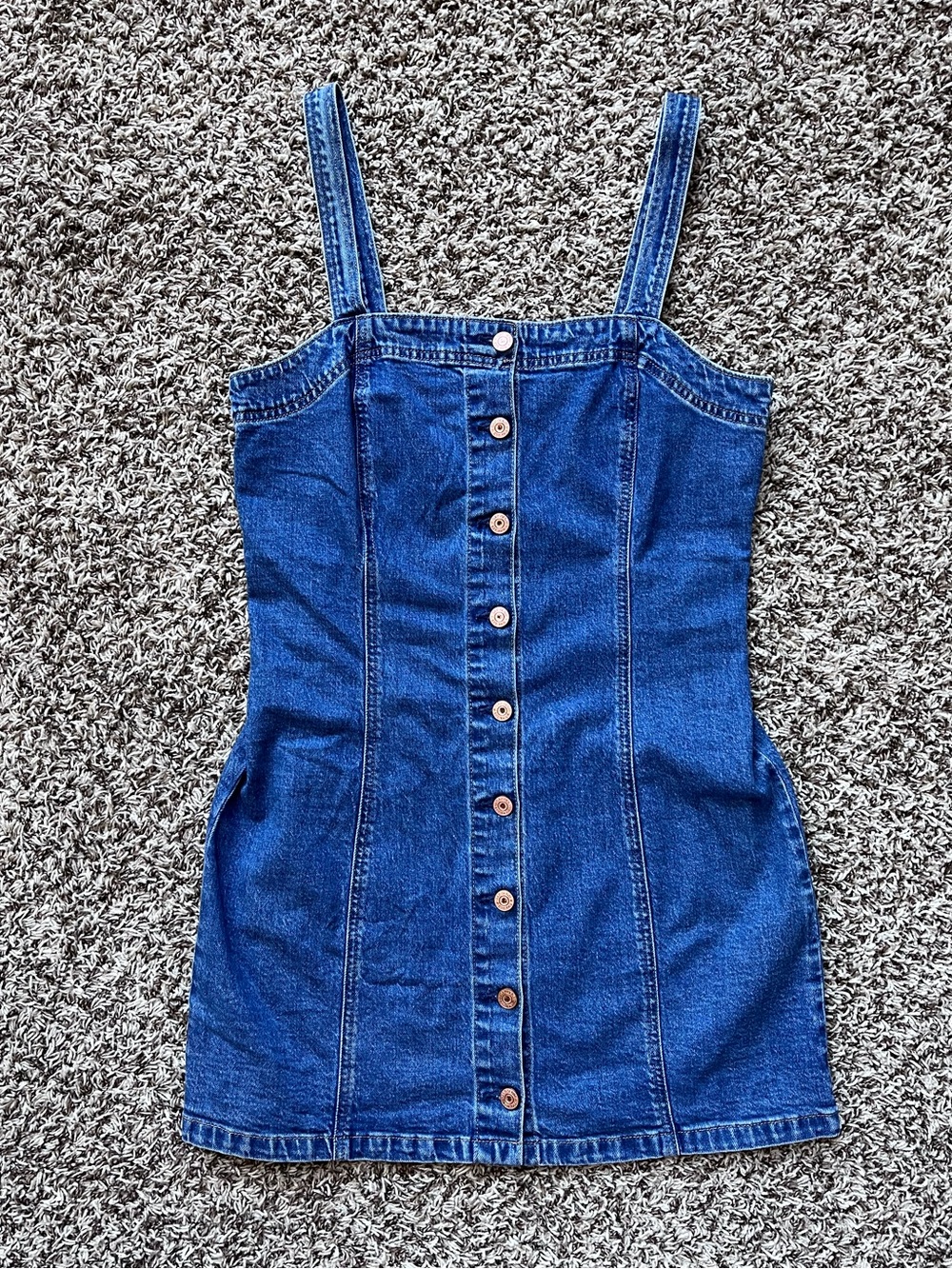 GAP Square Neck Button Down Denim Jumper Dress
